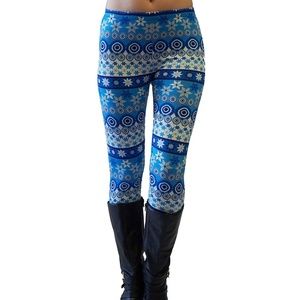 Blue & White Snowflake  Leggings